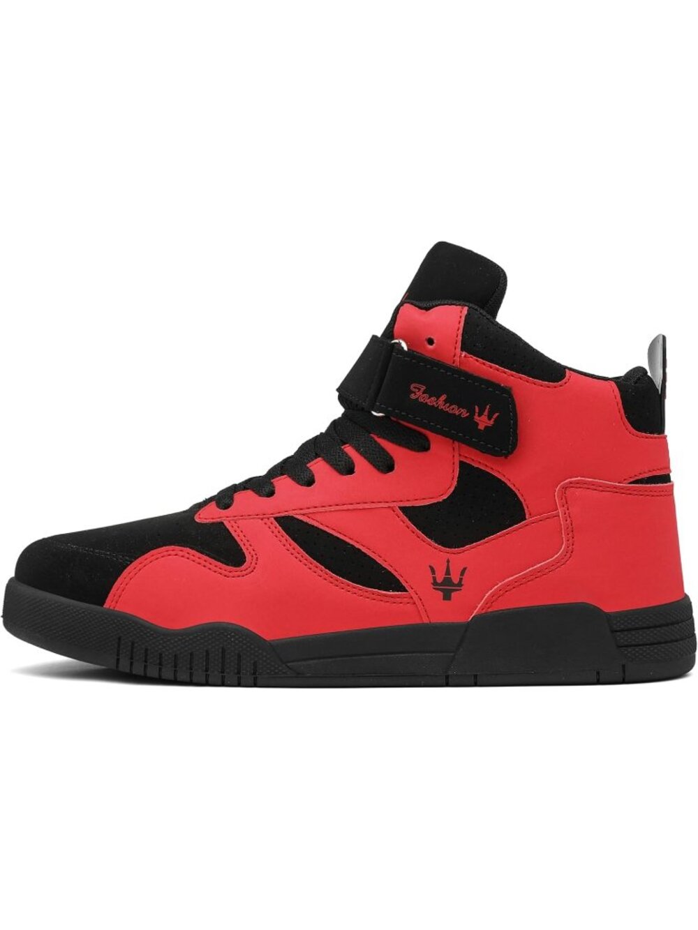🎃Men's Black/Red Faux Leather High Top Comfortable Ankle Sport Casual Sneaker